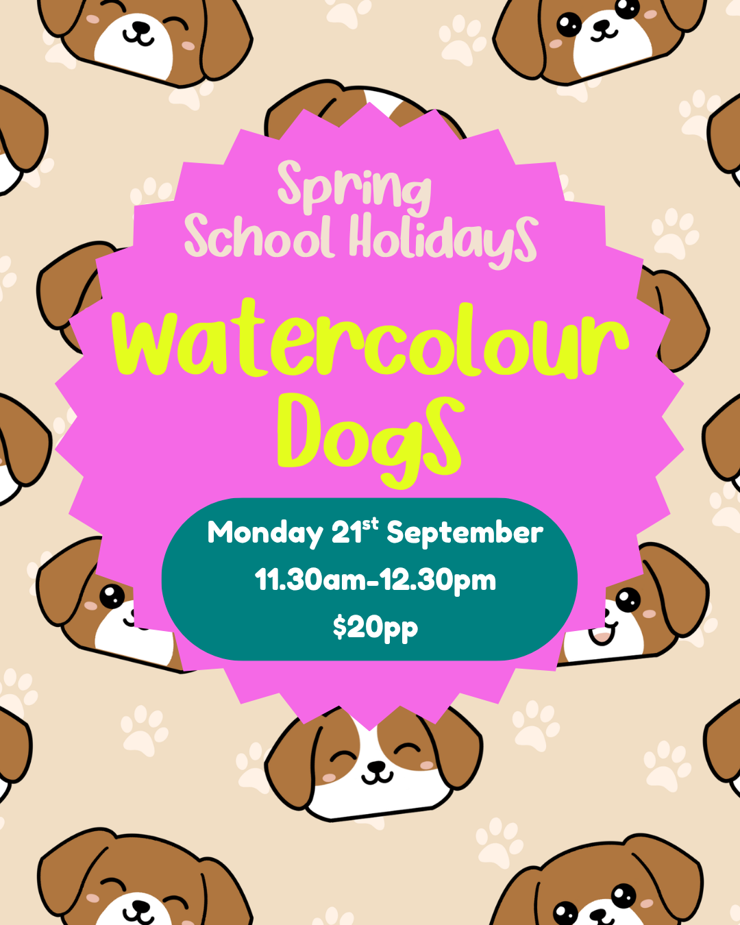 Monday 21st September| Watercolour Dogs| 11.30am-12.30pm